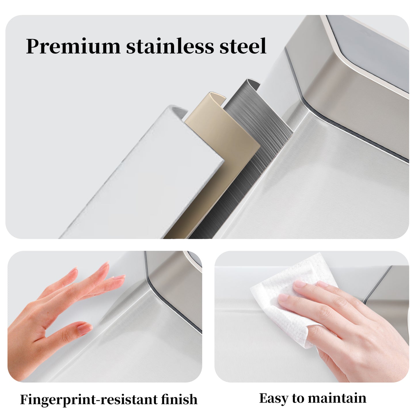 CEDARRA Automatic Motion Sensor Trash Can, 2.4 Gallon Stainless Steel Garbage Bin