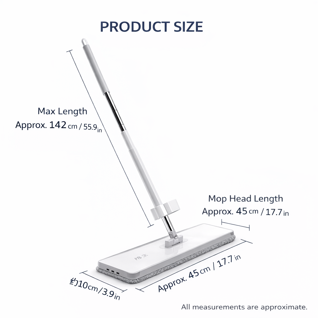 CEDARRA Hands-Free Flat Mop with Self-Wringing, Adjustable Stainless Steel Handle, Reusable Microfiber Mop Pad for Floor Cleaning
